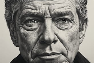 make a wsj style hedcut portrait and illustration