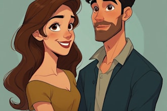 couple portrait wedding portrait illustration
