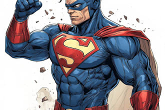 draw custom superhero character illustration