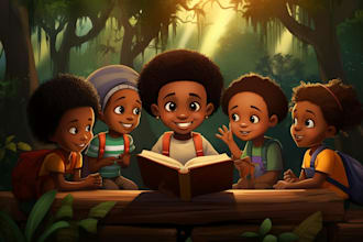 whimsical children story book illustration