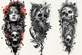 create custom portrait tattoo illustration detailed face art