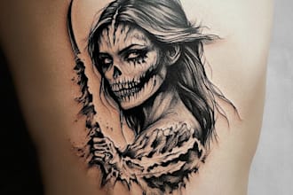 draw custom armor tattoo illustration medieval style
