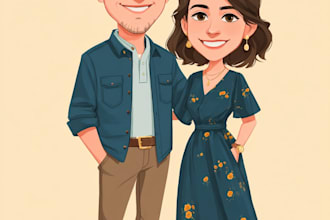 do couple caricature illustration for you