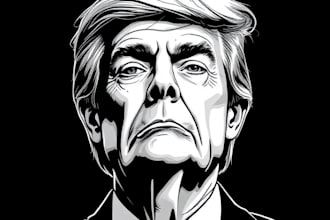 illustrate a fabulous a hedcut wsj portrait style from photo