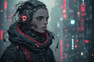 create a custom cyberpunk character with futuristic details