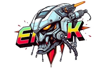 paint a fancy typography logo cyberpunk or mecha futuristic