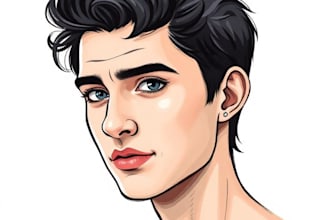 illustrate a gorgeous vector cartoon portrait art