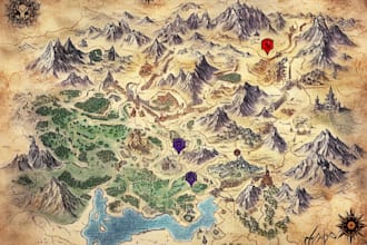 draw vintage style fantasy maps with hand drawn look