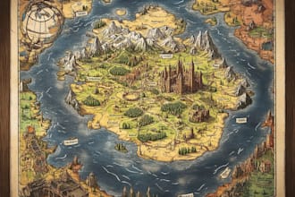 illustrate fantasy map and rpg battle map design for dnd and ttrpg
