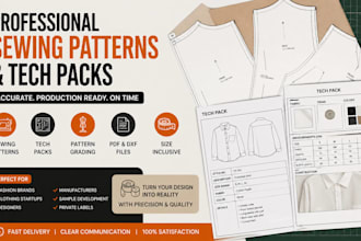 draft luxury garment patterns with precisiongrading and tech pack