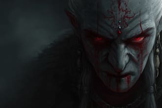 draw dark, punk, goth, horror character in comic like style