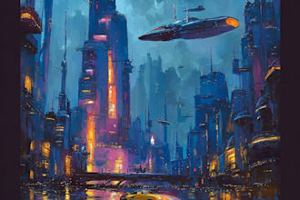do a cyberpunk sci fi futuristic city for your project