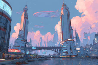 make a cyberpunk scifi futuristic city