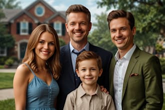 draw your family portrait as a cartoon