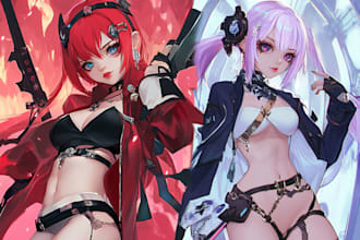 draw custom anime character with professional style