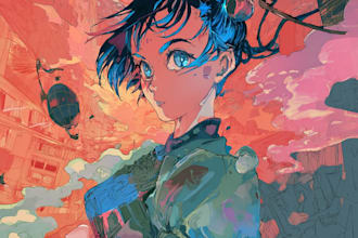 make japanese anime or manga art character illustrations