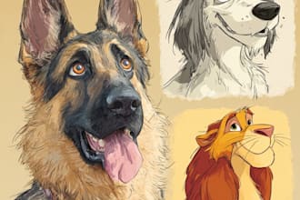 draw your lovely pet into disney cartoon portrait
