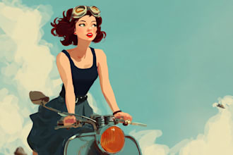 draw your pinup girl or oc in a charming sfw cartoon style