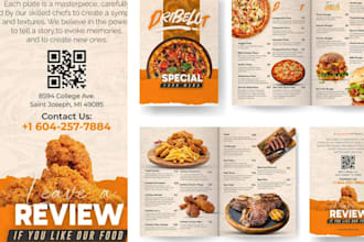 design restaurant menu, brochure, ads and analyze customer feedbacks for growth