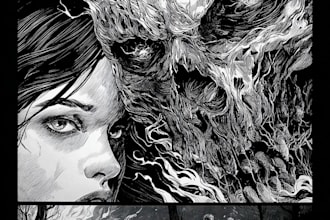 draw dark, punk, goth, horror character in comic like style