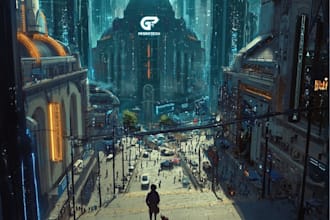 make a amazing science fiction city cyberpunk