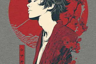 do a japanese t shirt illustration