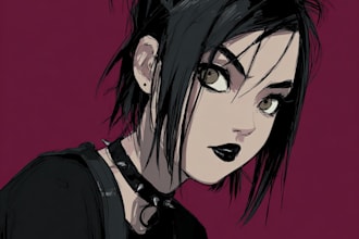 draw dark, punk, goth, horror character in comic like style