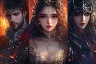 draw fantasy anime illustration with cinematic scene