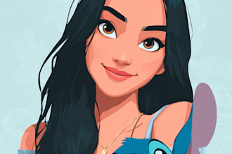 draw cartoon portrait in disney cartoon illustration
