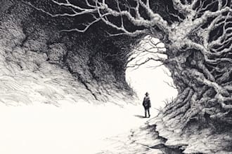 create free hand illustration fantasy with pen and ink