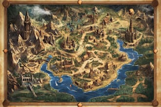 line art fantasy map illustration