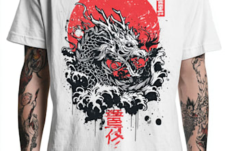 design a japanese ink style tshirt or streetwear