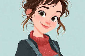 draw cartoon portrait in disney cartoon illustration