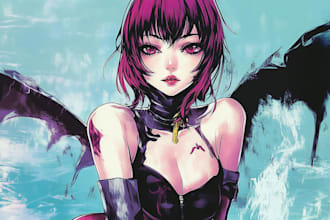 draw anime illustration with strong composition and pose