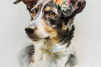 do a custom watercolor pet portrait painting