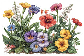 draw elegant botanical line art and illustration