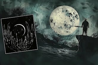 create dark atmospheric illustrated album cover art