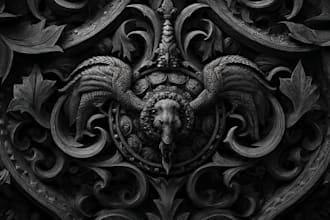 create detailed dark art illustrations for bands and merch