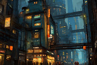 making a cyberpunk futuristic city art