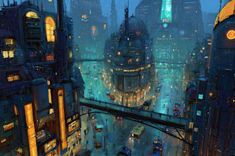 drawing a cyberpunk futuristic city art