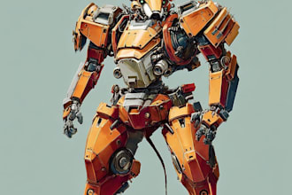make a mecha robot art and illustration
