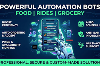 develop doordash bot, instacart bot, uber bot, bot lyft, grabber bot, grubhub