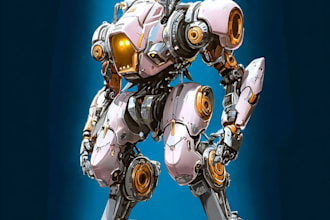 design robots and concept art of futuristic mecha