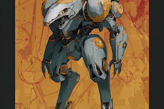 create a robots and concept art of futuristic mecha