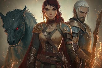 design dynamic dnd fantasy oc artwork featuring a dragon slaying hero