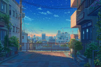 draw anime vtuber streaming background art illustration