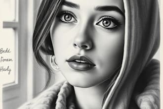 sketch a rough charcoal pencil portrait drawing for you
