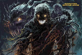 draw horror dark art character creature illustration cover