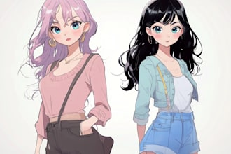 illustrate stylish anime character with dynamic pose and