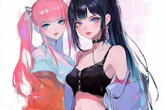 create cinematic anime character illustration with